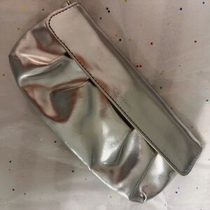 Calvin Klein Metallic Silver Envelope Clutch